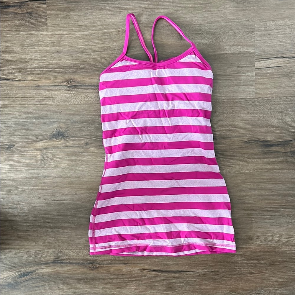 Lululemon Athletica Pink and White Tank Top